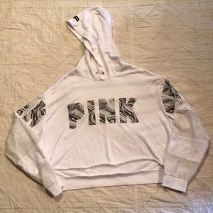 Women’s VS PINK White Cutoff Logo Sweatshirt M